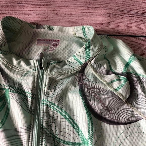 Salomon Green 1/4 Zip Short Sleeve Top Size L - Picture 2 of 7